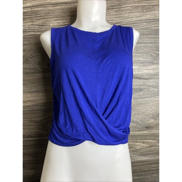 Zenana Royal Blue Twist Crop Top XL Super Soft Rayon Stretch - Picture 1 of 6
